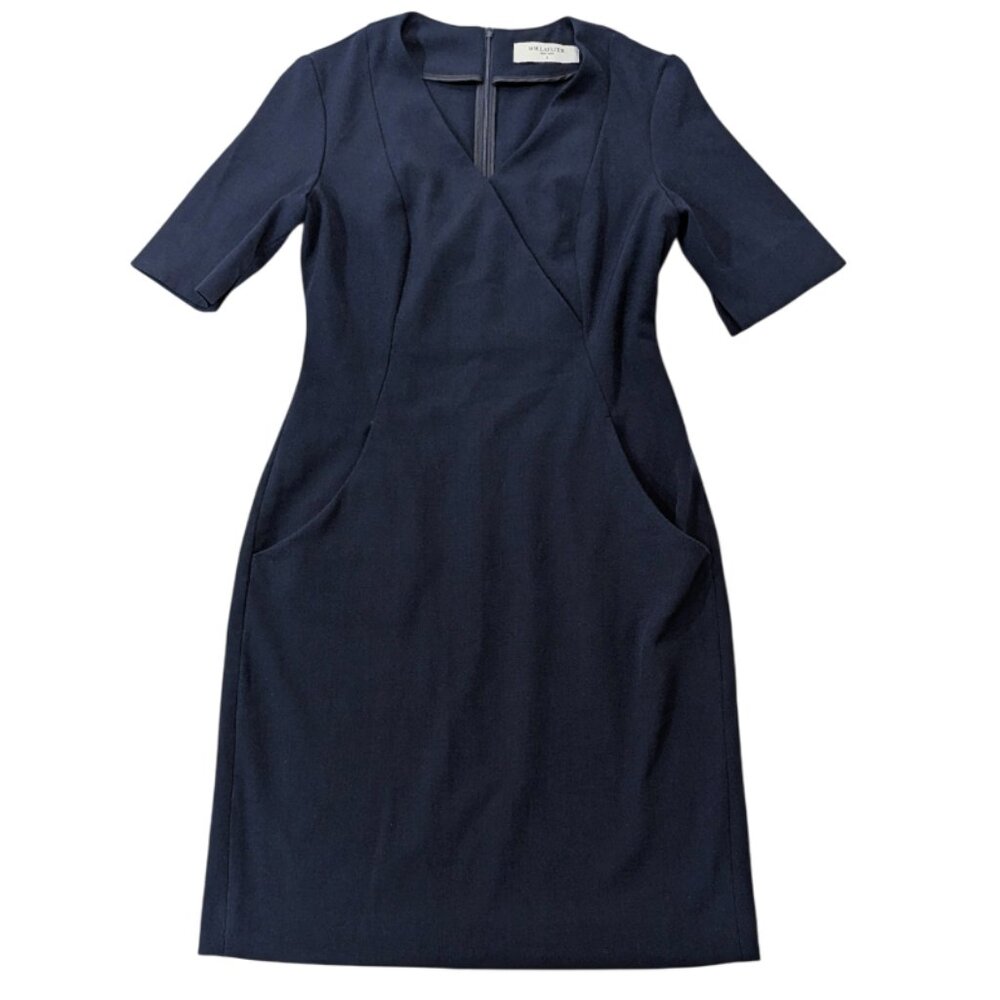 MM. LAFLEUR Navy Surplice Sheath Dress 4 Pockets Career Office Business Dress